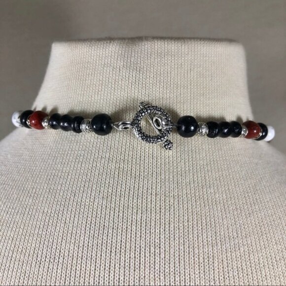 Smoky Banded Agate Heart Beaded Necklace - Picture 6 of 7